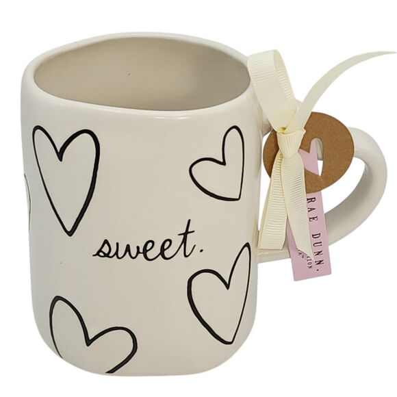 Rae Dunn Sweet Hearts Ivory‎ Ceramic Coffee Mug 16oz Double Sided Design - Picture 3 of 10